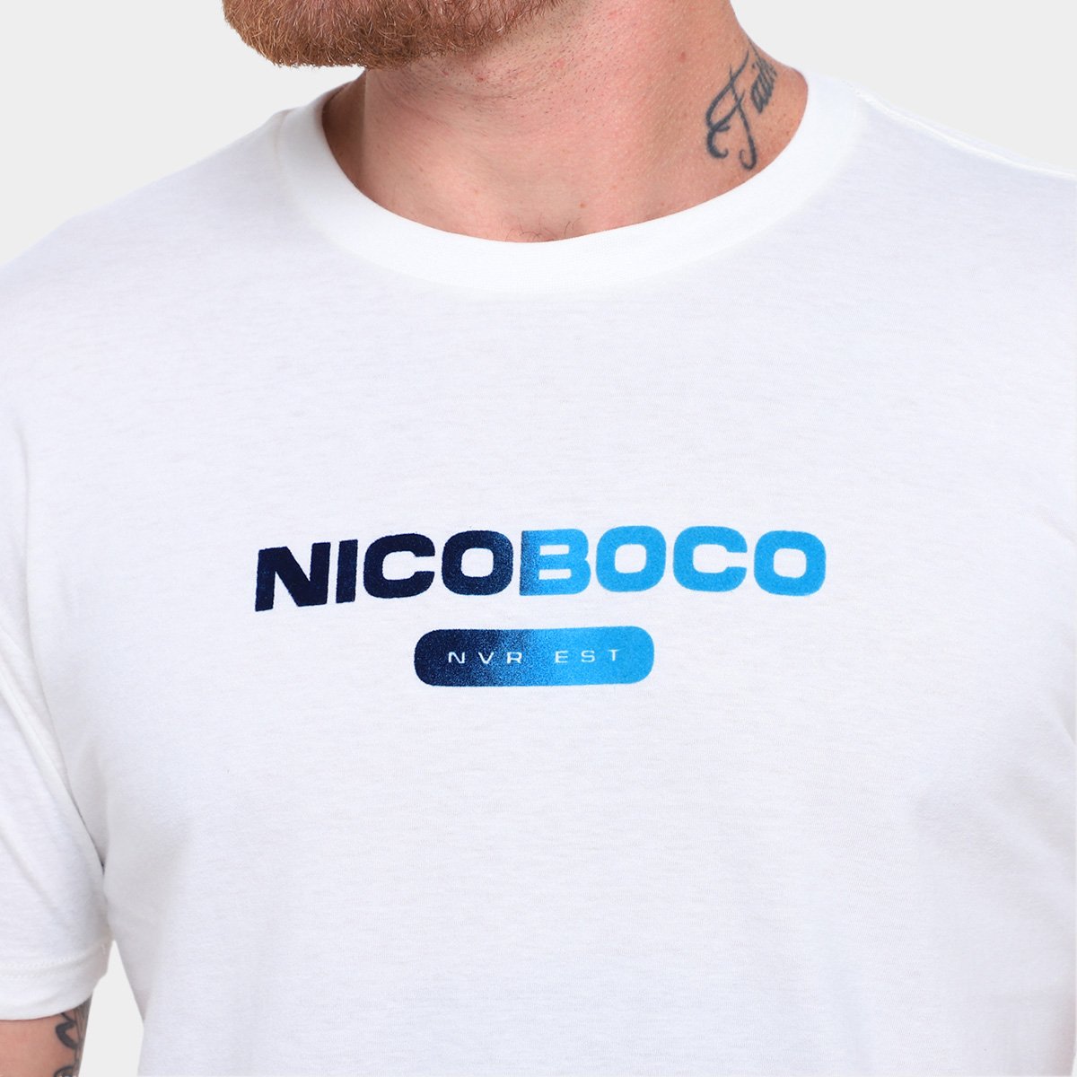 Miniatura Camiseta Nicoboco Slim Fit Panteao Masculina Off White - G