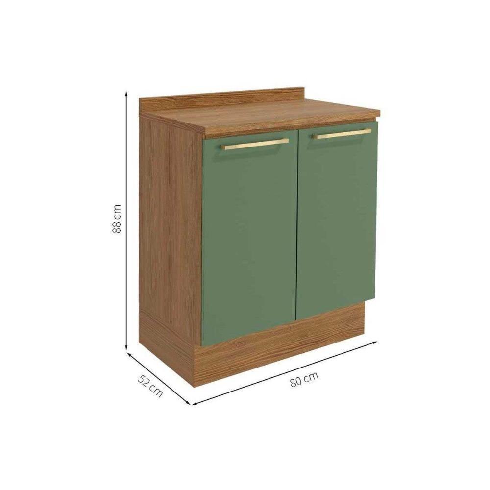 Gabinete De Cozinha Modulado Balcão Botanic M623 2 Portas C-tampo 80cm Nogueira-fendi-preto Brilho - Kappesberg