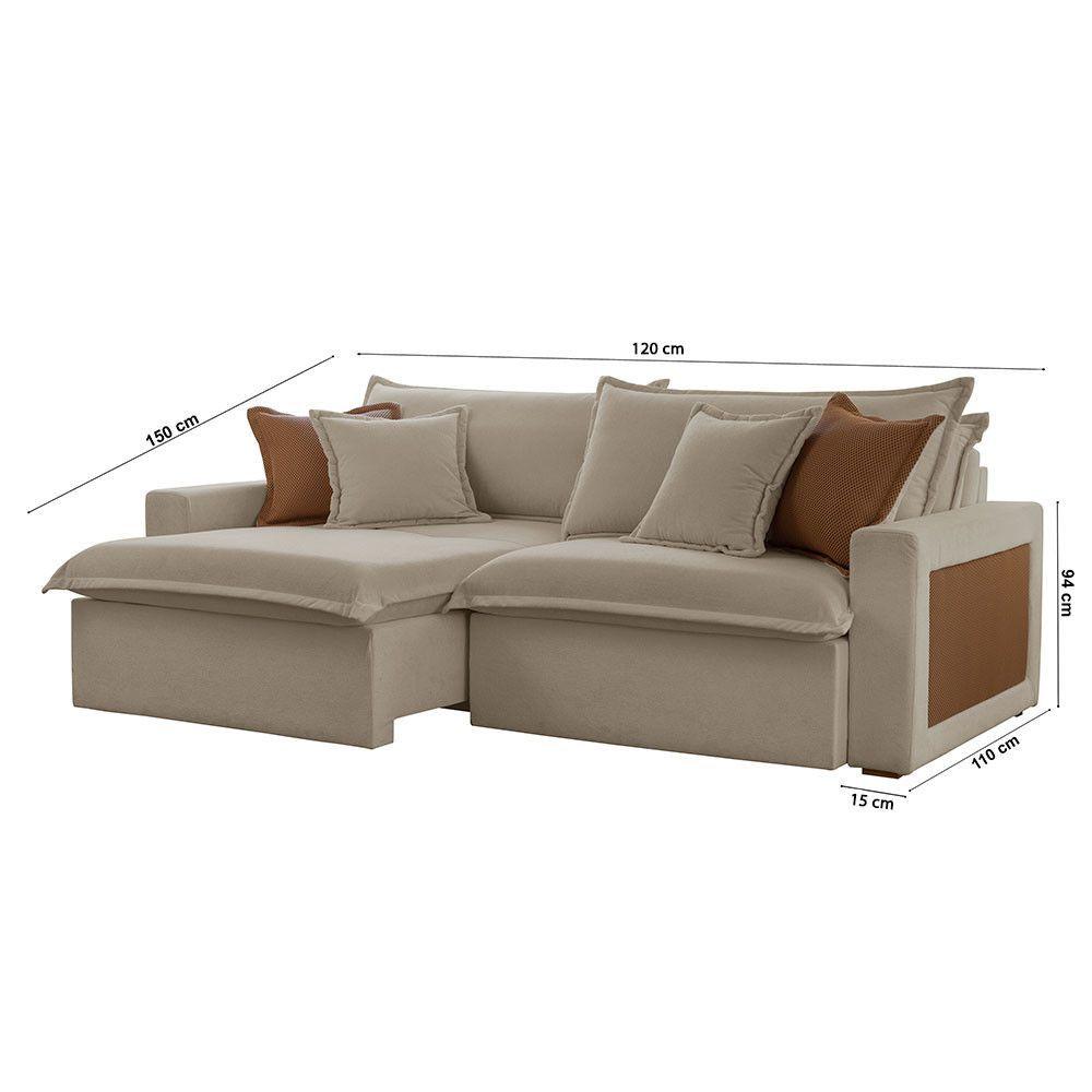 Miniatura Sofá Dallas Veludo Dois Módulos De 120cm B15 Meu Sofá Online B002 Veludo Capuccino