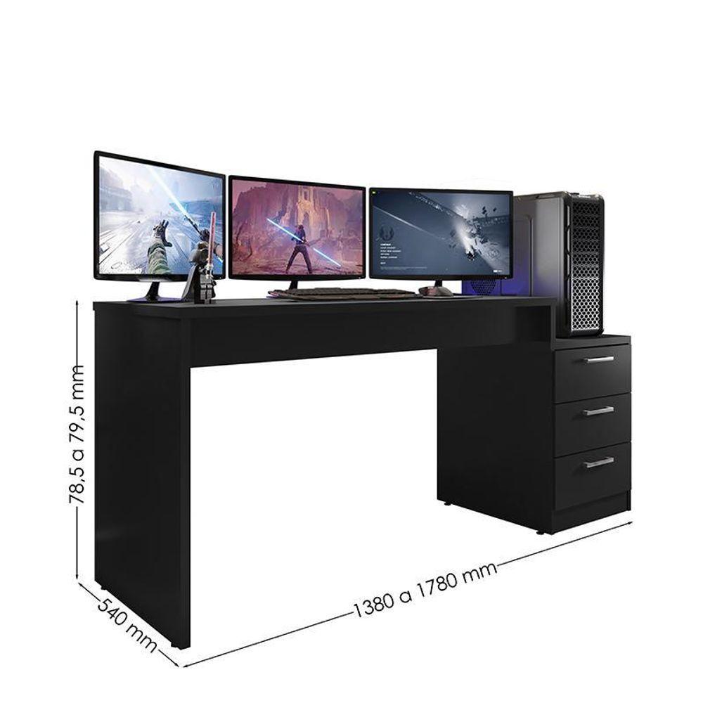 Mesa Para Computador Desk Gamer Drx-5000 Preto Black - Pr Móveis Preto Black