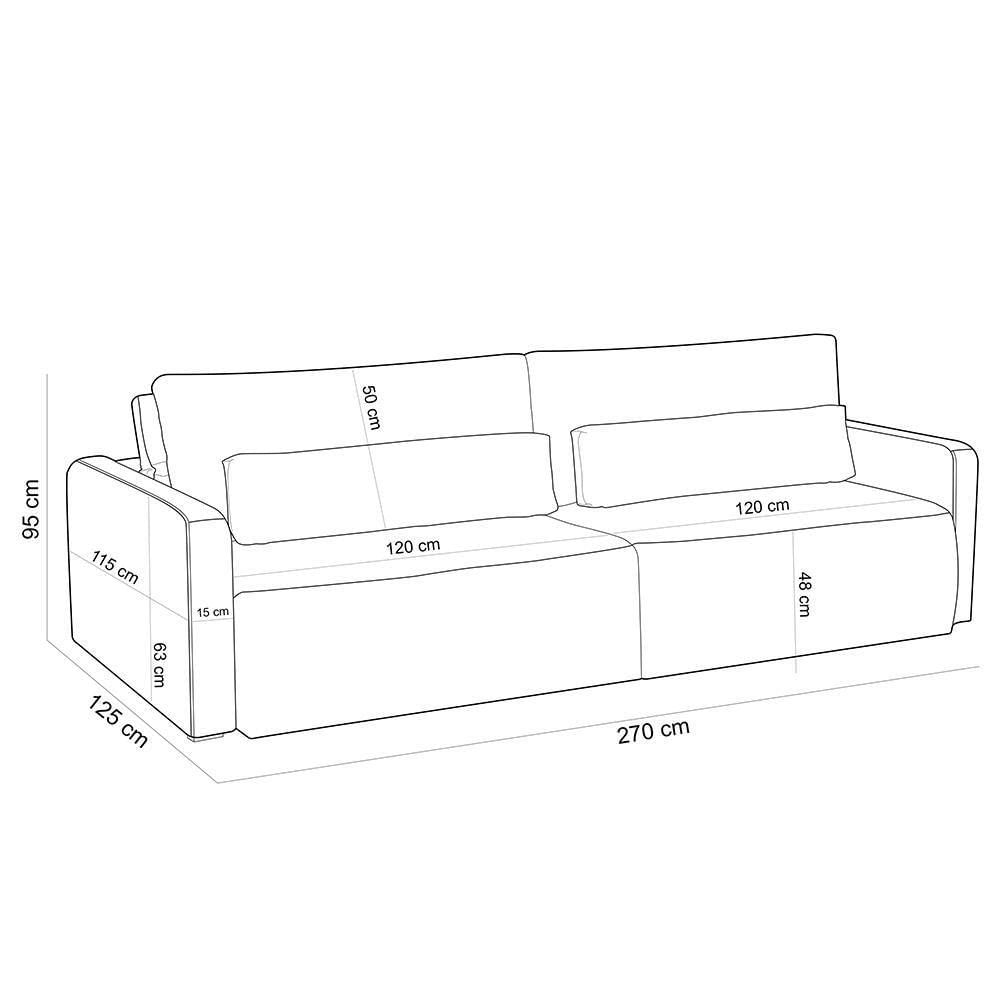 Sofá Retrátil Reclinável Para Sala De Estar Living 270cm Sevilha F04 Veludo Cinza