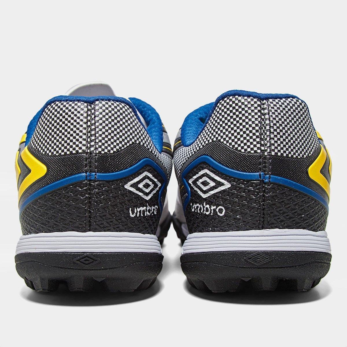 Miniatura Chuteira Society Umbro Pro 5 Bump Club Unissex Branco+Amarelo - 37