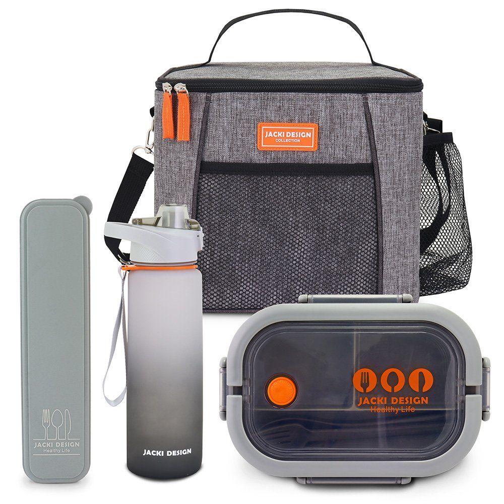 Miniatura Kit Bolsa Térmica, Marmita, Garrafa 1l, Porta Talheres Vibe Cinza