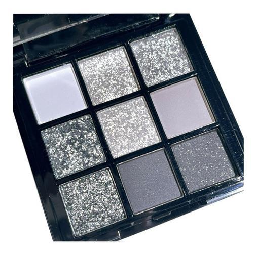 Miniatura Paleta Sombras 9 Tons Black Matte Brilho Maquiagem - Preto