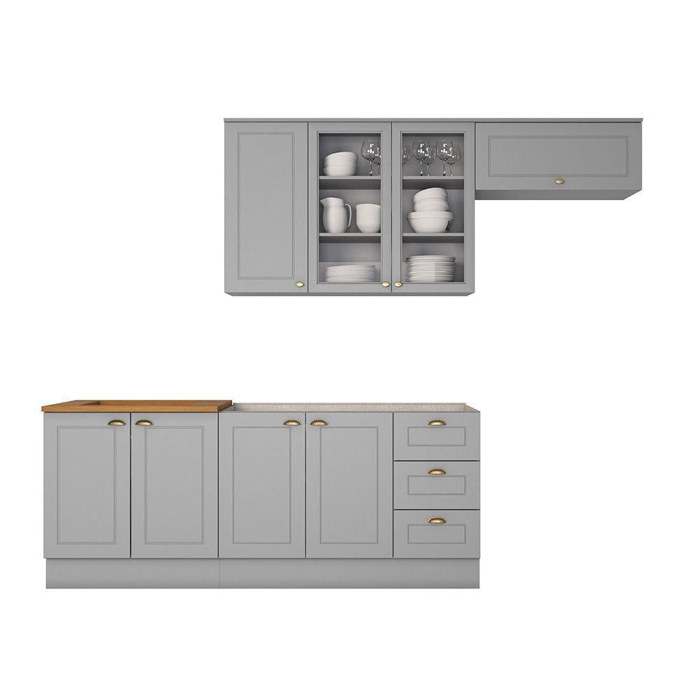 Miniatura Cozinha Compacta Com Aéreo Para Geladeira Amy Casa 812 Cinza