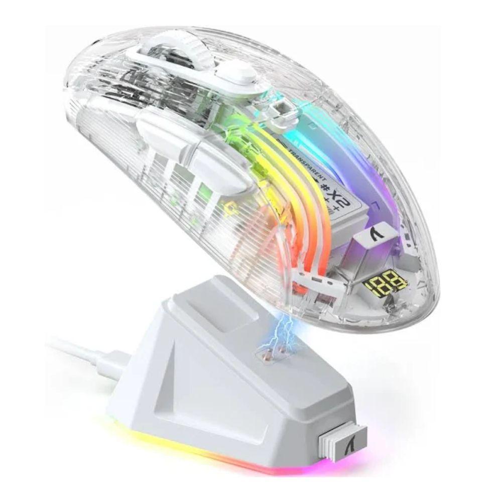 Miniatura Mouse Attack Shark X2 Pro Rgb Tri-Modo Branco Transparente