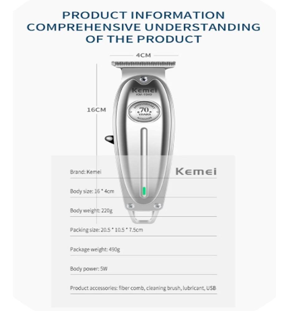 Miniatura Máquina De Cortar Cabelo Acabamento Profissional Kemei 1949
