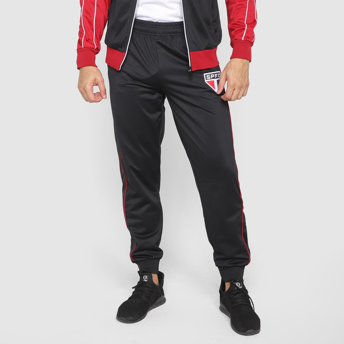 Miniatura Agasalho São Paulo SPR Tricolor Masculino Preto+Branco - EEGG