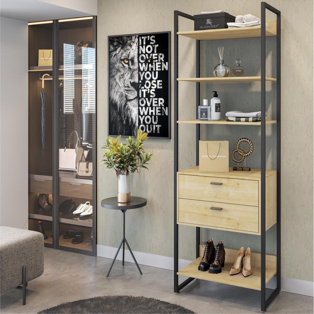 Miniatura Roupeiro Cloe Com Gavetas Natura Preto