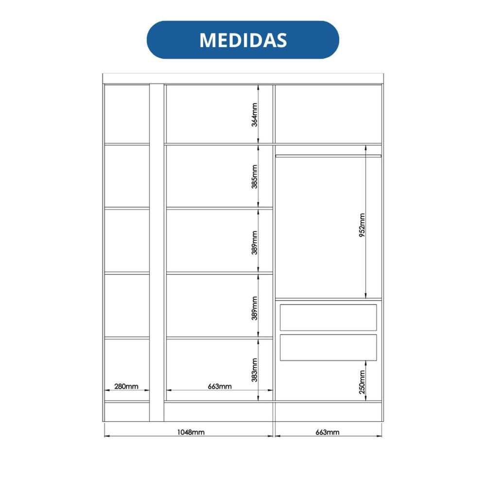 Módulo Guarda-roupa de Canto 4 Portas 2 Gavetas Infinity Duna