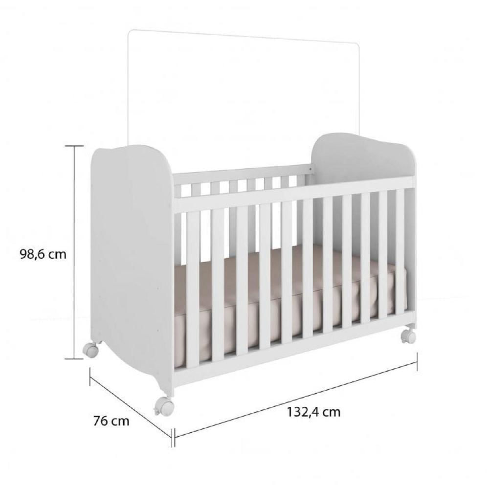 Quarto Gêmeos com 2 Berços Americano 1 Cômoda com 4 Gavetas e 1 Porta Uli Móveis Peroba Branco Brilho