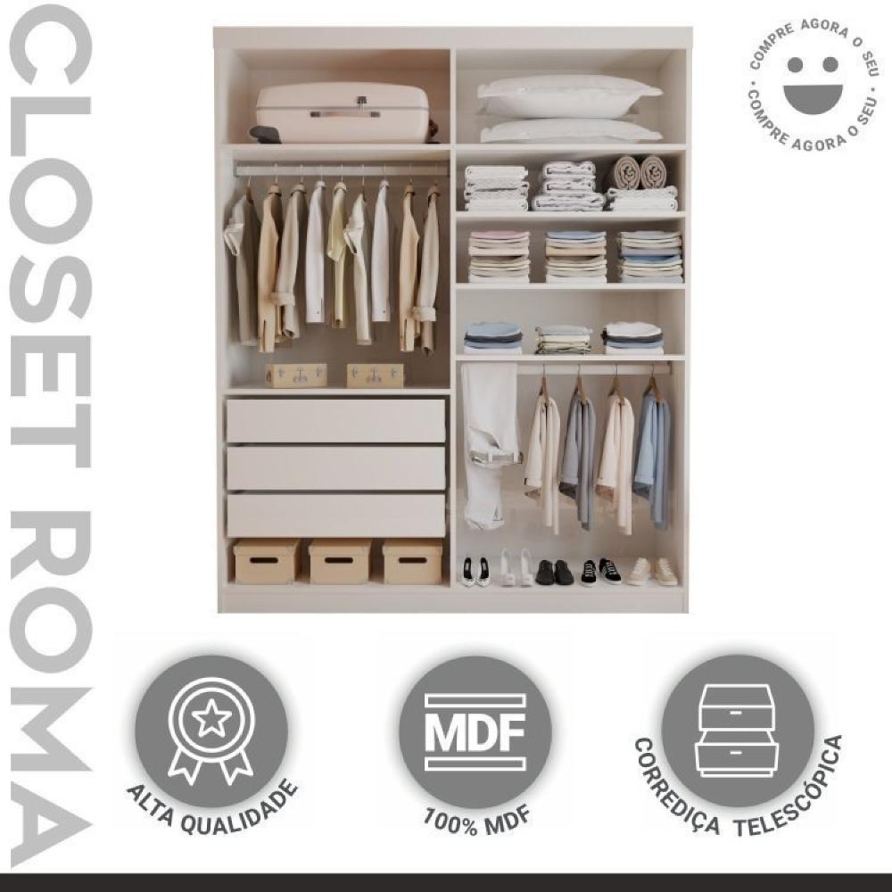 Miniatura Quarto completo com Closet Roma e Cama Júlia Branco