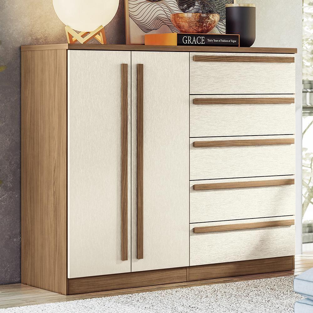 Miniatura Cômoda Málaga Gold 2 Portas E 5 Gavetas Jatobá-areia - Santos Andirá Jatobá-areia