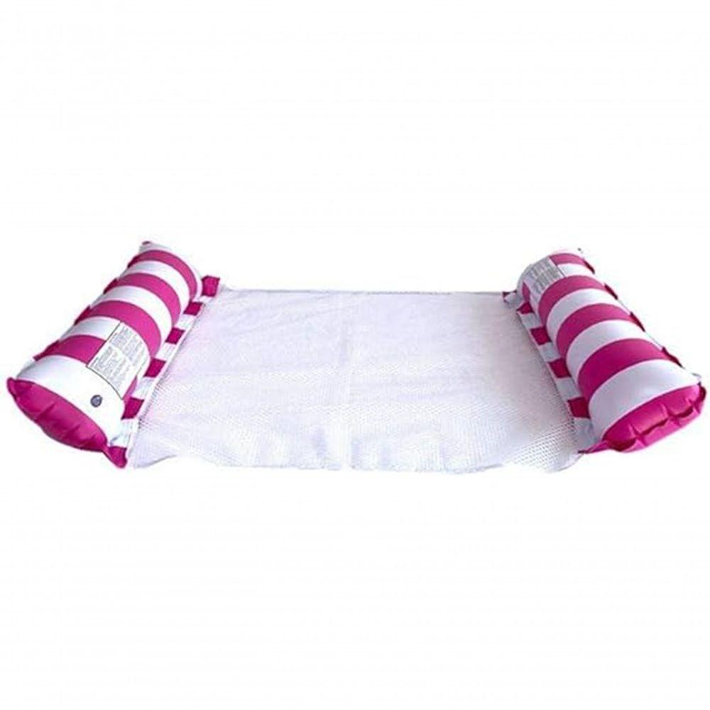 Miniatura Boia Rede Piscina Cama Flutuante Colchão Reclinável Inflável Cadeira Espreguiçadeira De Pvc Rosa