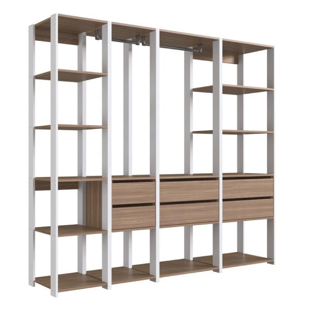 Guarda Roupa Closet 4 Peças com 2 Cabideiros 6 Gavetas e 11 Nichos Easy Branco/Montana