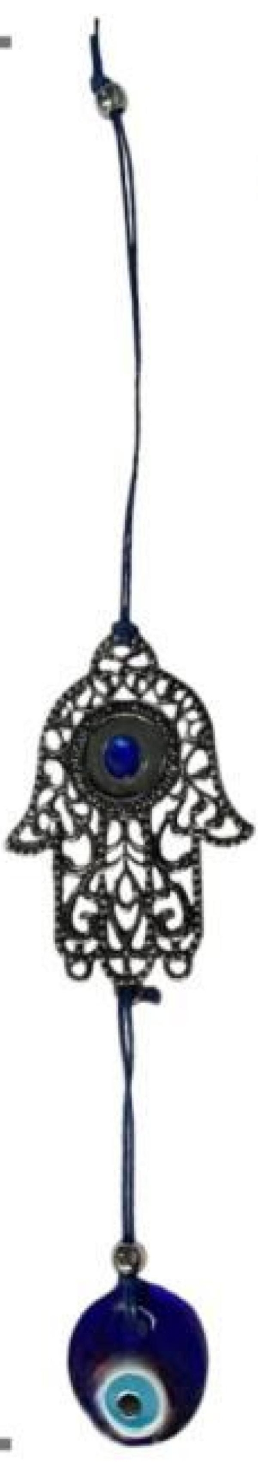 Mão De Deus Hamsa Olho Grego Porta 30Cm Metal Niquel Patuá