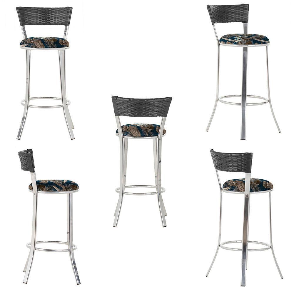 Miniatura Conjunto Com 2 Banquetas Em Alumínio, Fibra Sintética E Impermeável Tc Preta A14