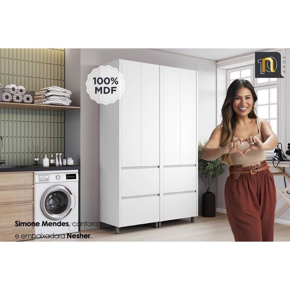 Armário Multiuso Lavanderia Rainha C- 4 Portas E 4 Gavetas 140cm Nature-verde - Nesher