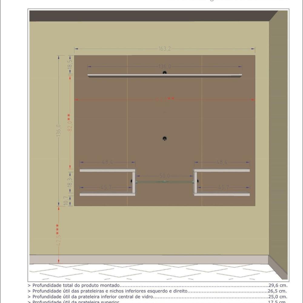 Miniatura Painel para TV até 55 Polegadas Atlas Off-White/Naturalle