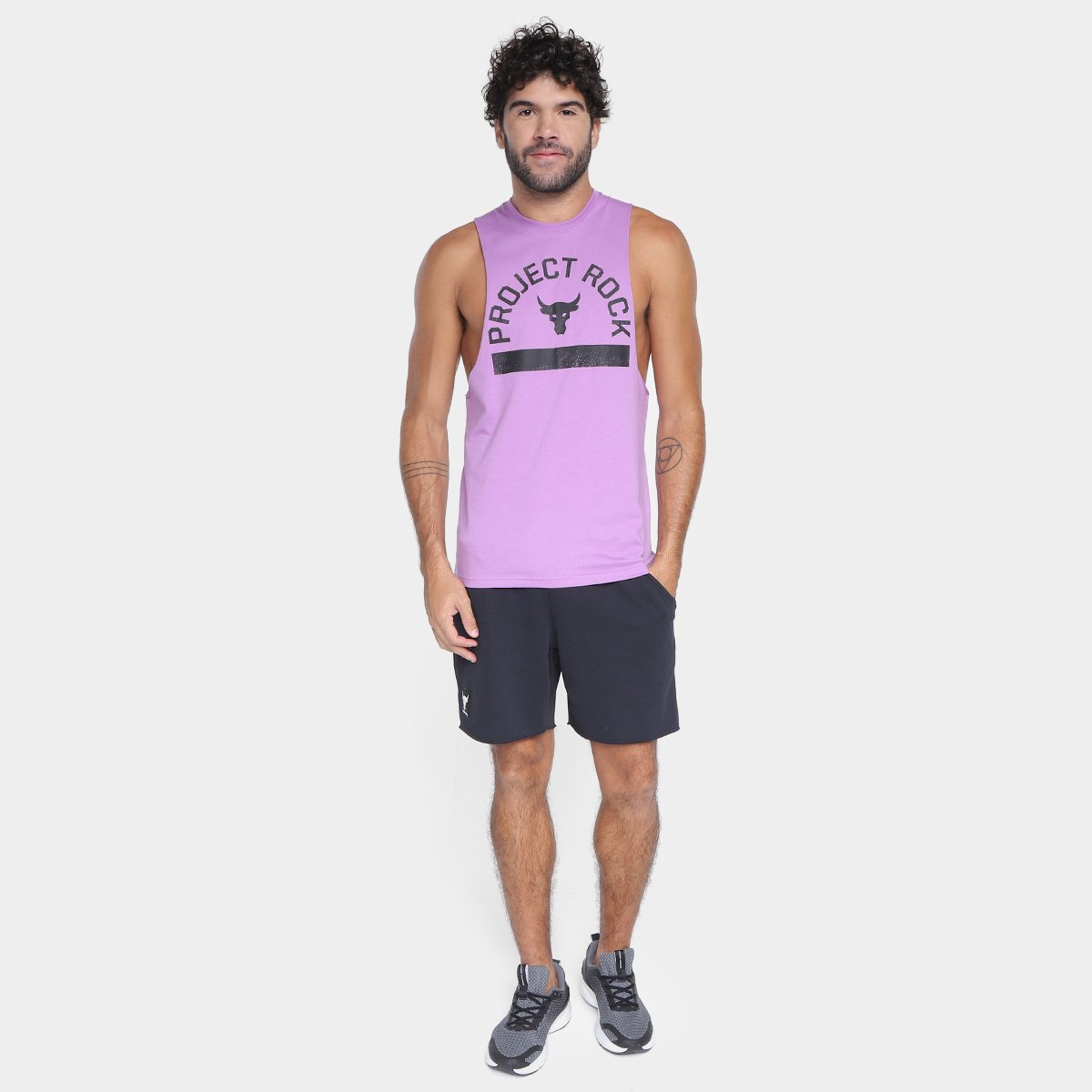 Miniatura Regata Under Armour Pjt Rock Payoff Graphic Masculina Roxo+Preto - M