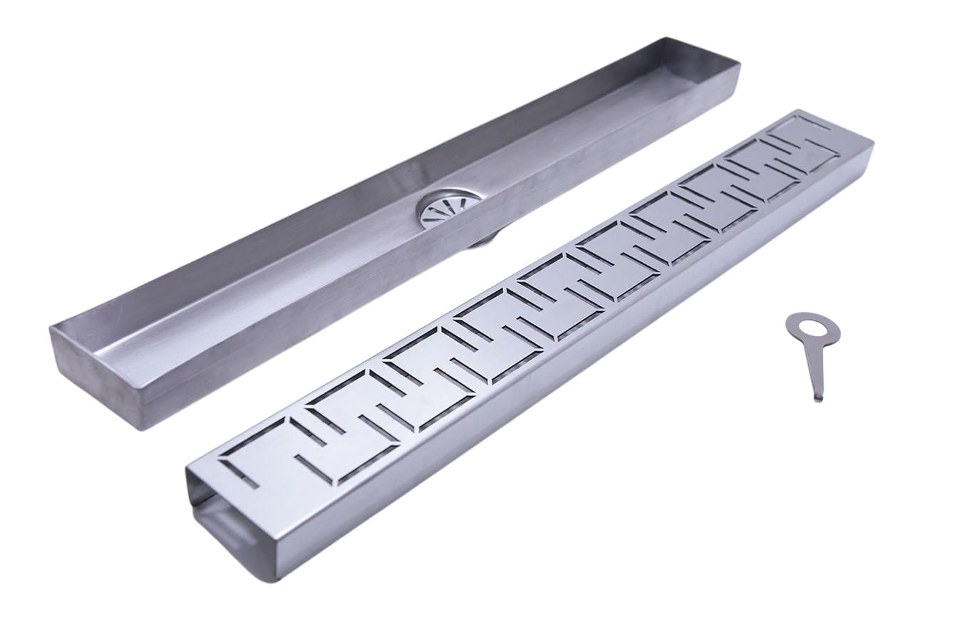 Miniatura Ralo Linear Perfurada 80 Cm X 6 Cm Inox 304 Saída Central