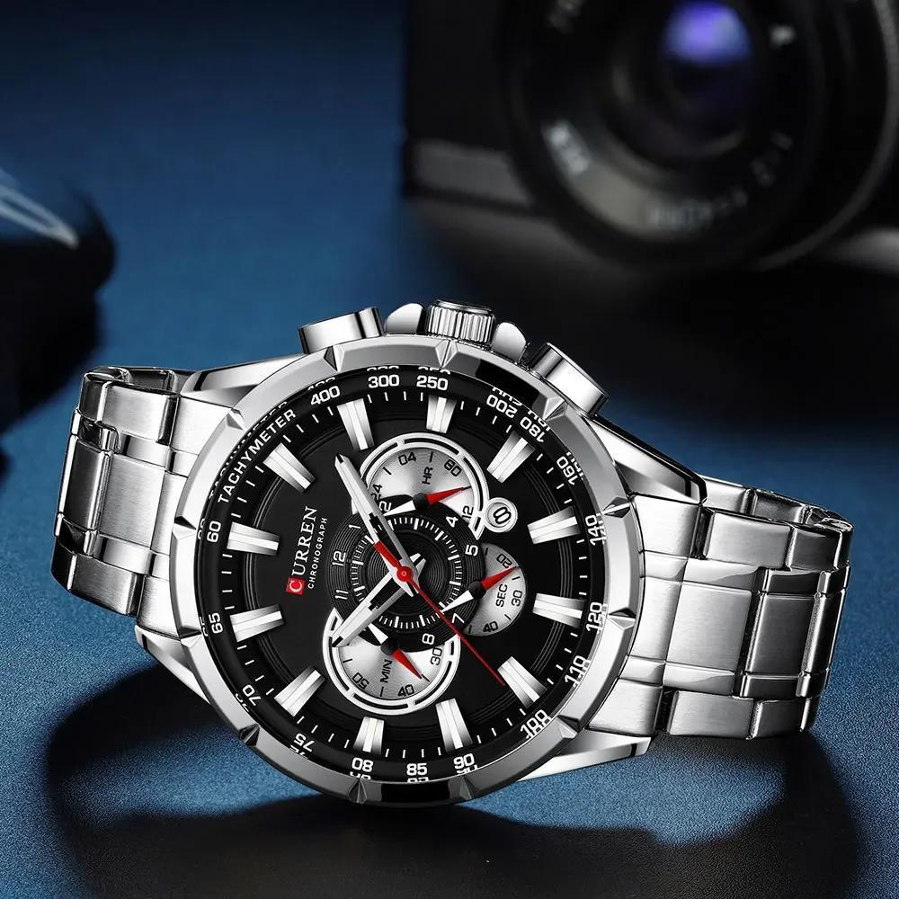Miniatura Relógio Pulso Masculino Curren 8363 Aço Inox Casual