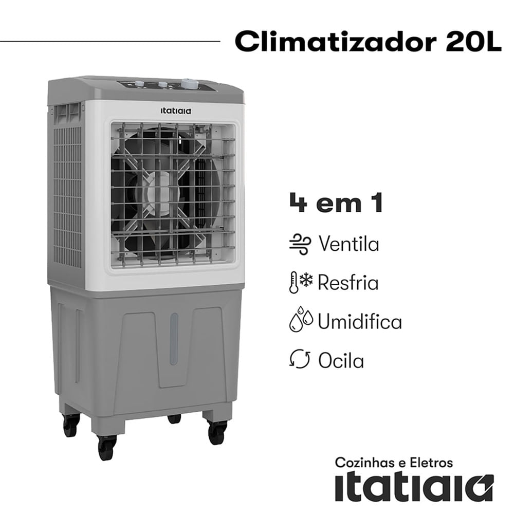 Miniatura Climatizador de Ar 20 Litros Itatiaia Branco com Cinza - 110V