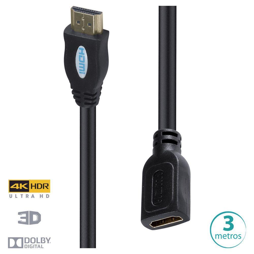Miniatura Cabo Extensor Hdmi 2.0 4k Ultra Hd 3d Conexão Ethernet 3 Metros - H20f-3