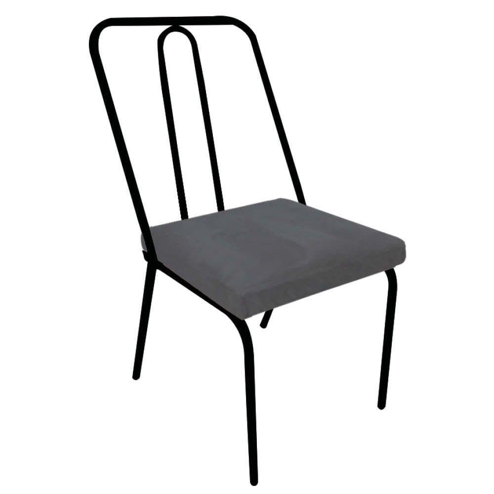 Miniatura Cadeira De Jantar Drika Office Escritório Recepção Ferro Preto Corino Cinza - Amey Decor
