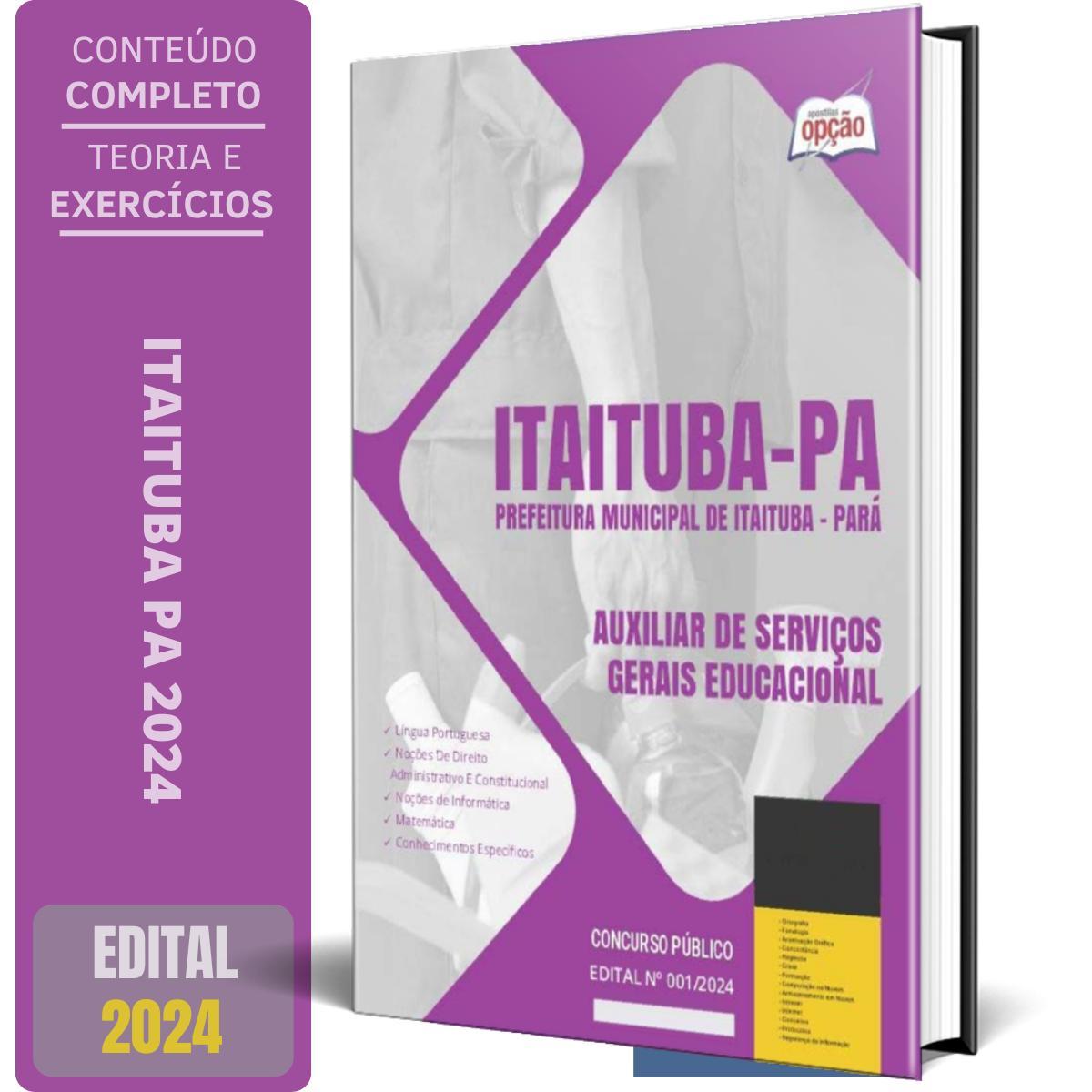 Miniatura Apostila Prefeitura Itaituba Pa 2024 Auxiliar Serviços