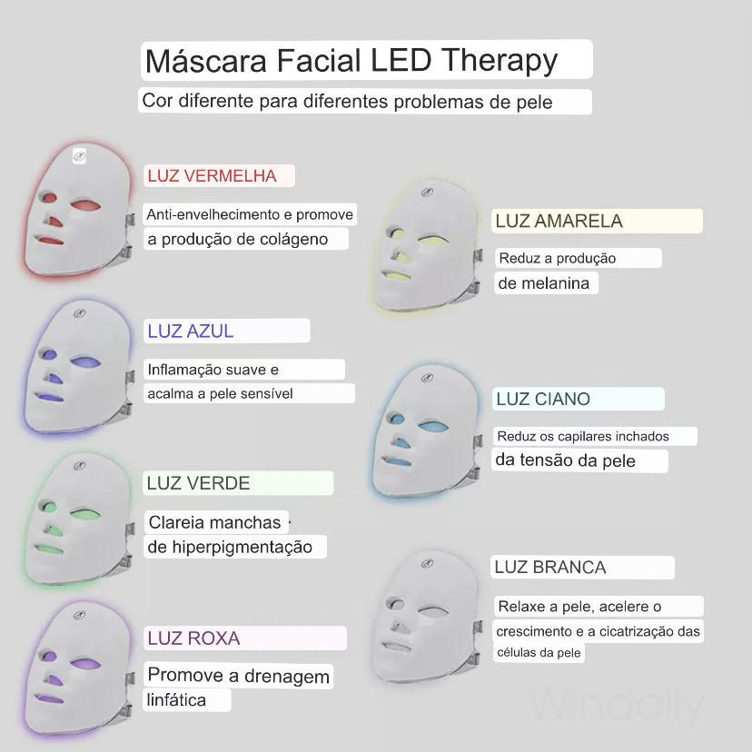 Miniatura Máscara Led 7 Cores Wireless Estética Acne Manchas Rugas