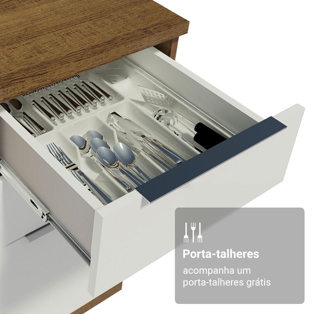 Armário de Cozinha Compacta 190cm Rustic/Branco Stella Madesa 03 Rustic/Branco