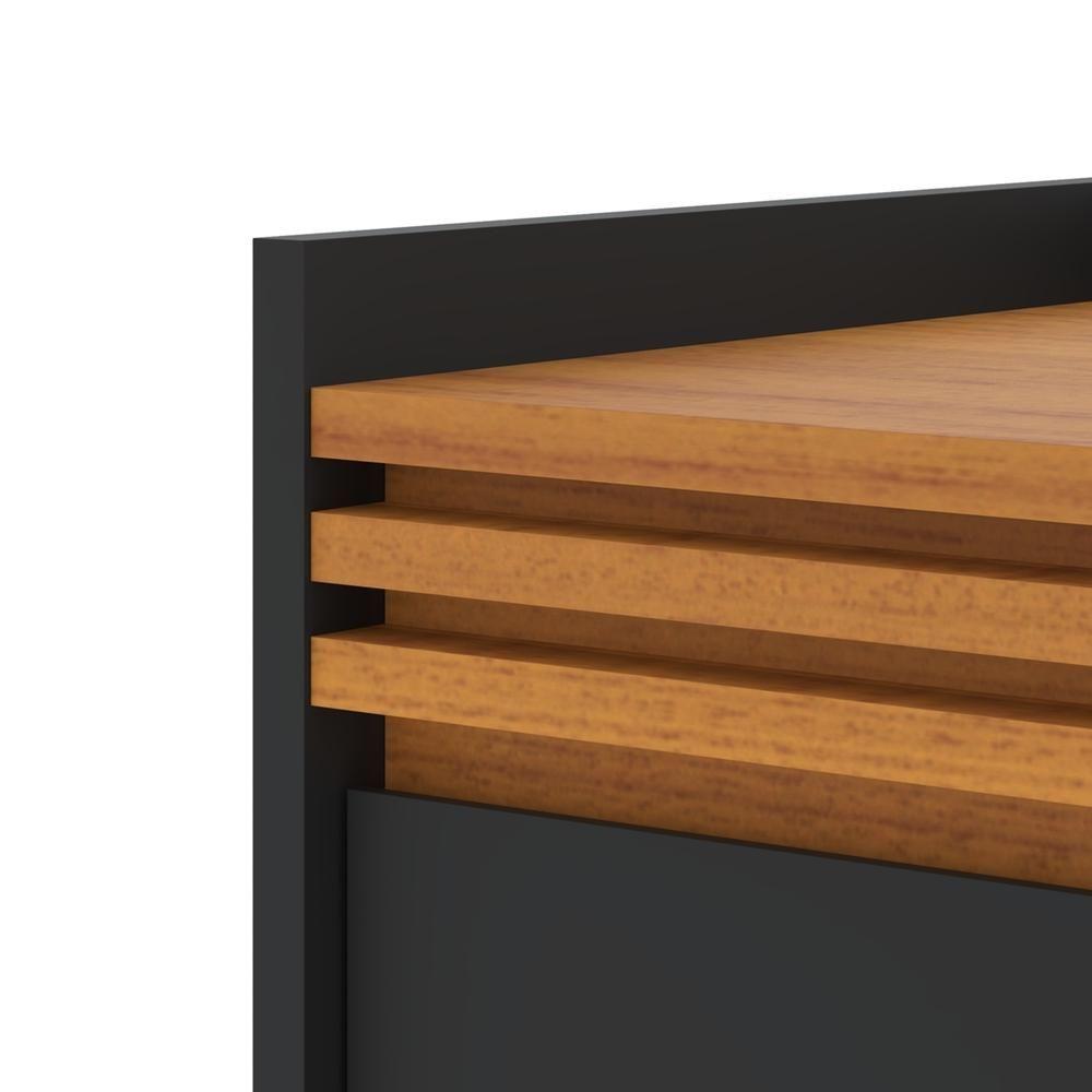 Buffet Aparador Ripado 4 Portas Com Pés De MDF Astúrias 180cm Preto Cedro