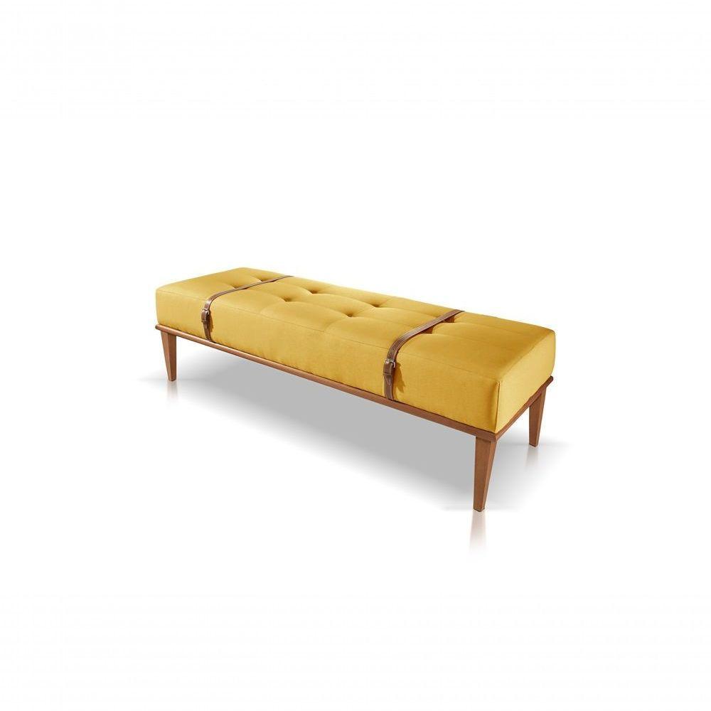 Miniatura Recamier Banco Puff Roma Veludo Amarelo 18