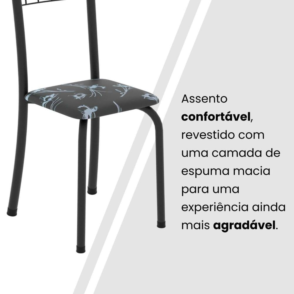 Conjunto de Mesa Tubular 100x60cm Tampo em Mdf e 4 Cadeiras Dany Preto
