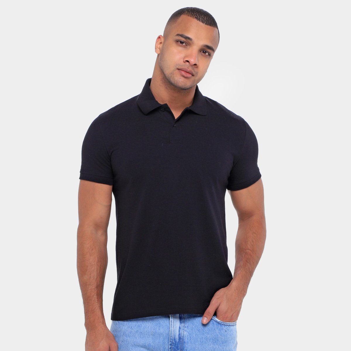 Miniatura Kit Camisa Polo Hering C/ 2 Peças Masculina Preto+Branco - GG