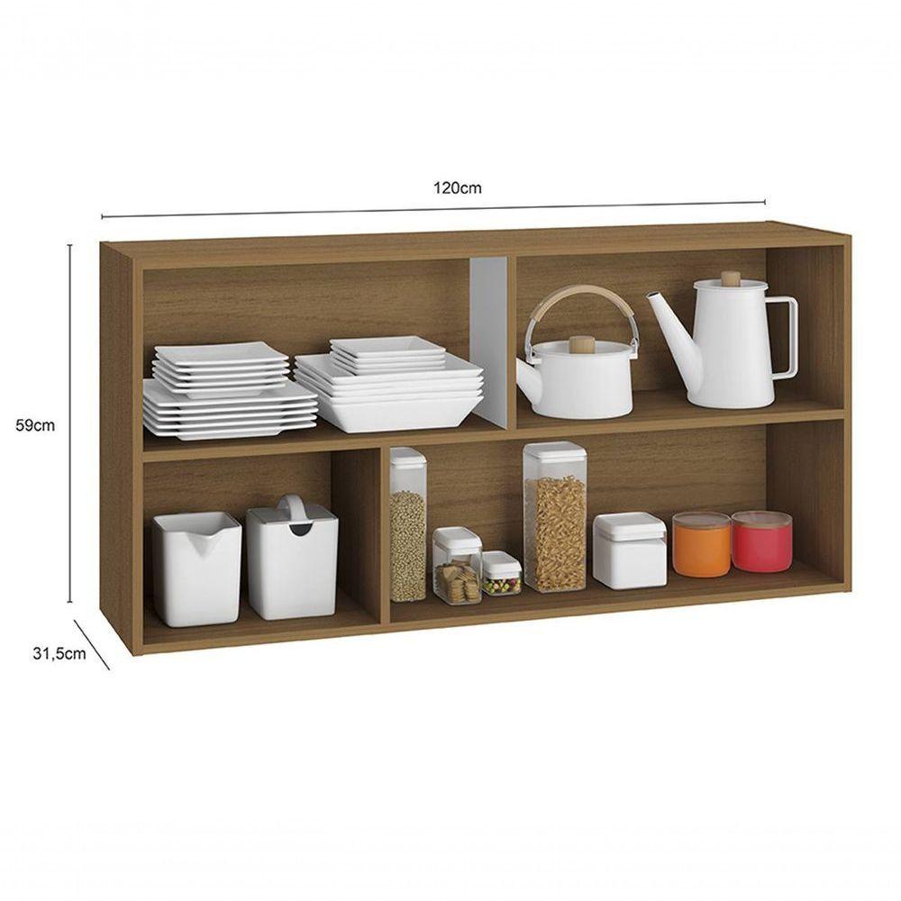 Miniatura Armário Aéreo Com 2 Portas E Vidro Reflecta 120cm Evidence Carvalho - Poliman Móveis