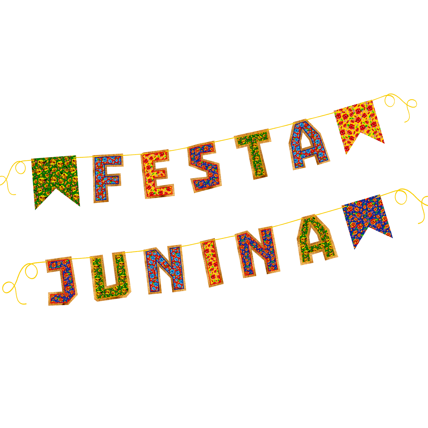 Miniatura Faixa Decorativa Festa Junina Colorida com Letra Reserva AMARELO