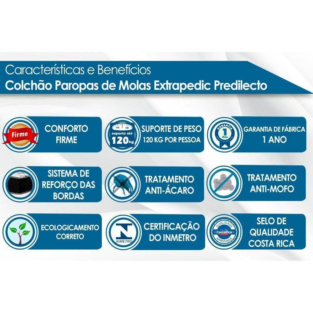 Miniatura Cama Box Baú Queen: Colchão Molas Paropas Paropas Predilecto + Base Crc Courano White(158X198)