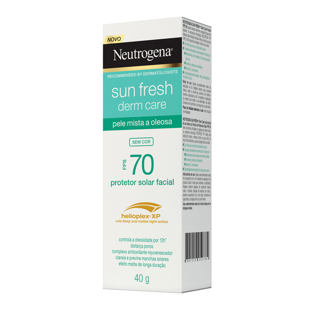 Miniatura Protetor Solar Neutrogena Sun Fresh Derm Care Facial FPS70 40g