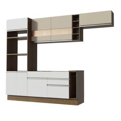 Cozinha Completa Madesa Safira com Armário e Balcão Branco/Crema Cor:Branco/Crema