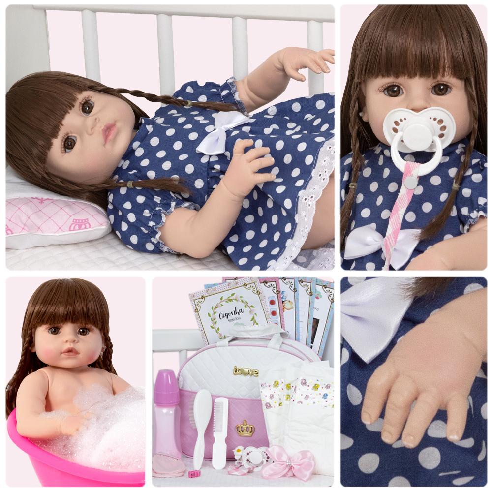Miniatura Bebê Tipo Reborn Realista Linda 20 Itens Bolsa Maternidade