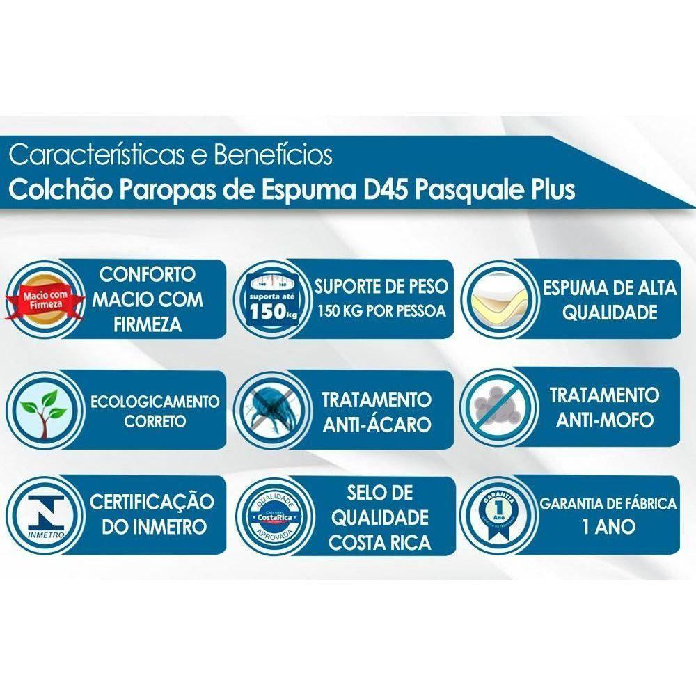 Miniatura Colchão Viúva Espuma D45 Pasquale Plus Gray (128x188x25) - Paropas