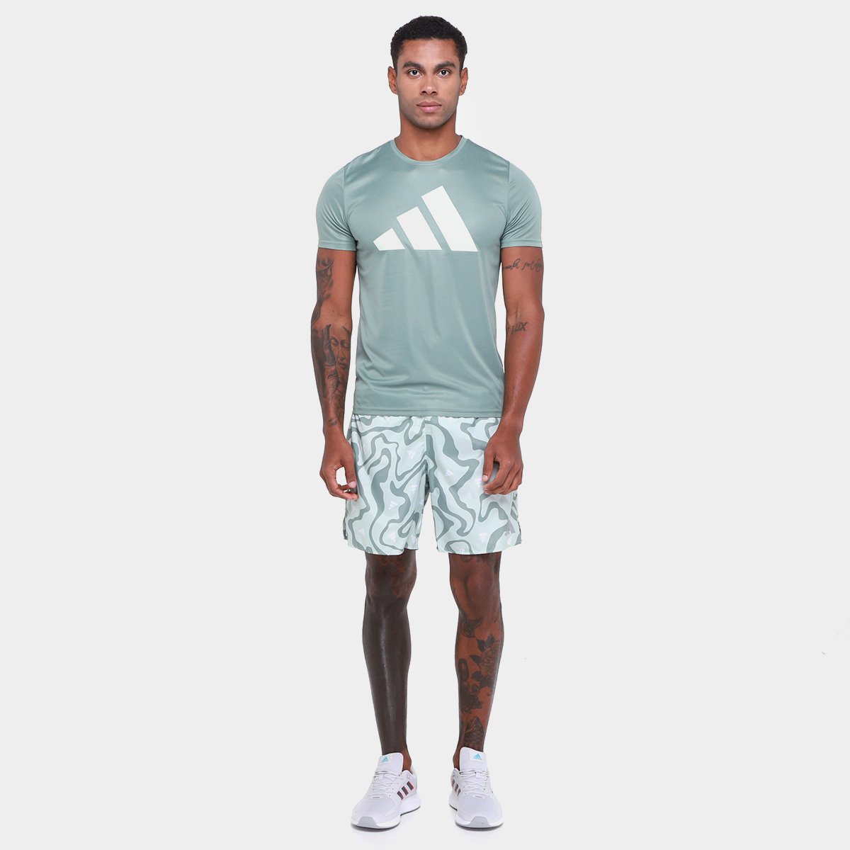 Miniatura Shorts Adidas Run It Masculino Cinza - G