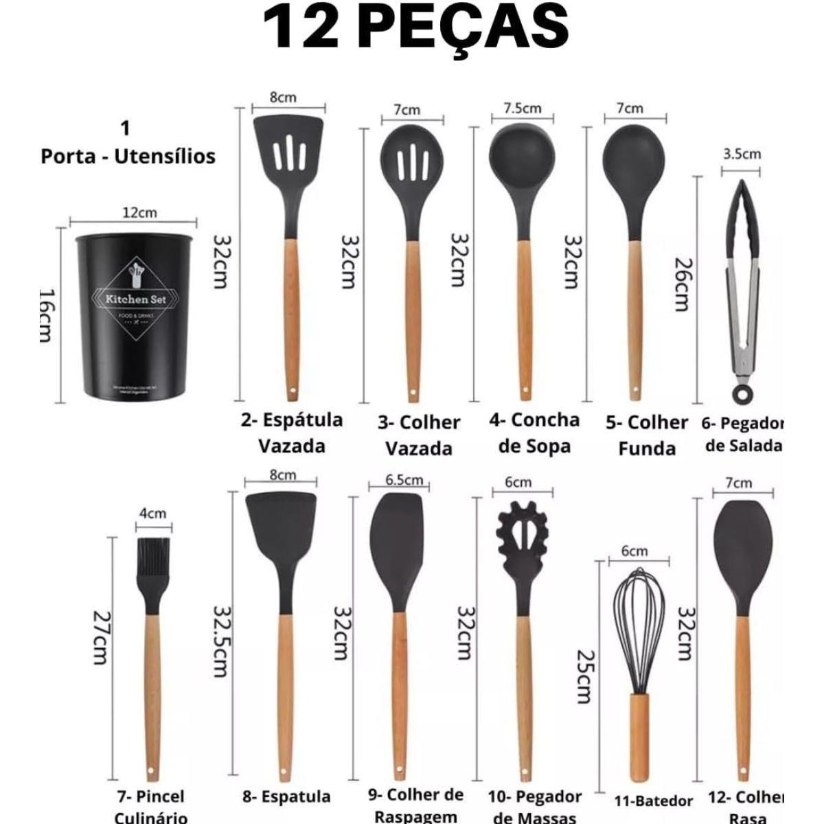 Kit 12 Utensilios De Cozinha Presente Mães