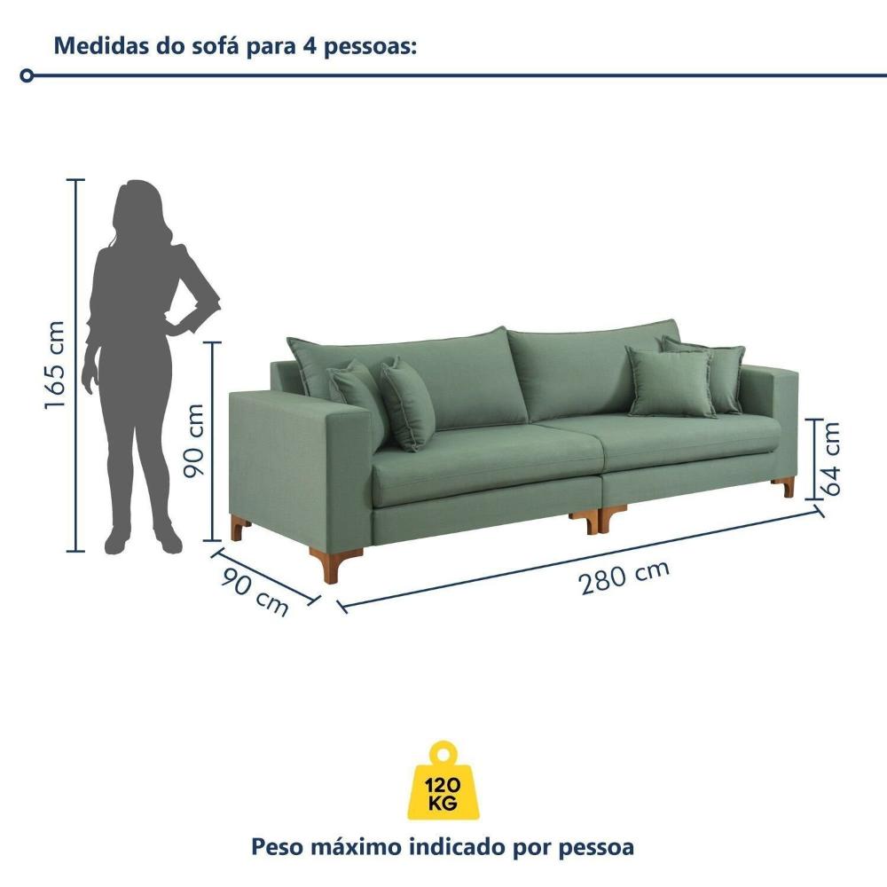 Miniatura Sofá 4 Lugares 4 Almofadas M197 Estofados Martins Verde