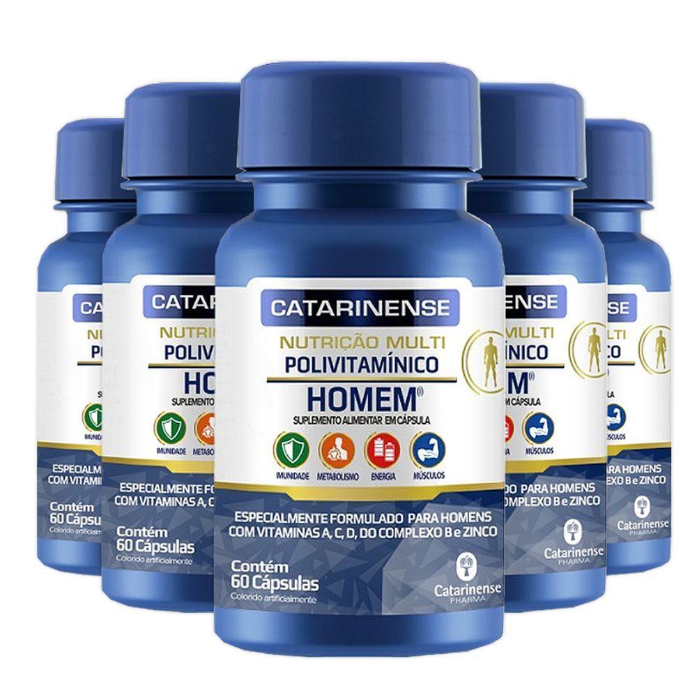 Miniatura Kit 5 Polivitamínico Homem Catarinense 60 Cápsulas