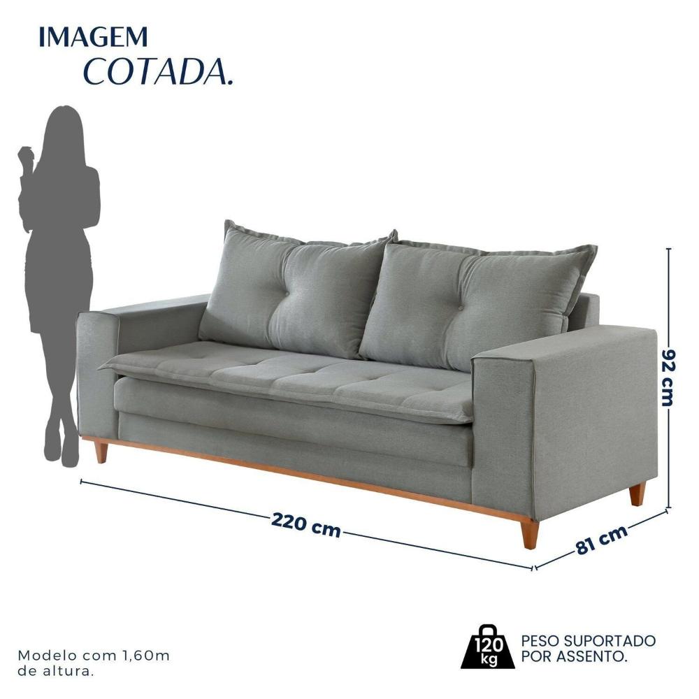 Miniatura Sofá 4 Lugares 220cmx 92cm X 81cm Caparaó Cinza