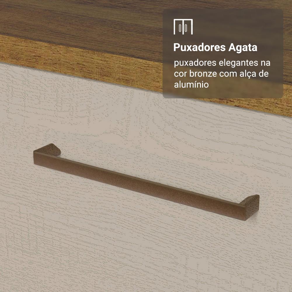 Armário de Cozinha Compacta 190cm com Cristaleira Rustic/Crema Agata Madesa 01 Rustic/Crema