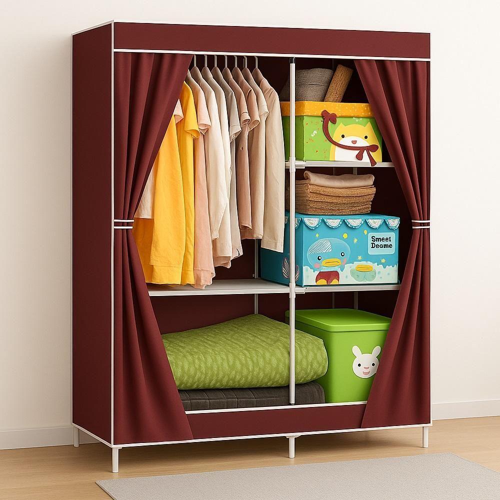 Miniatura Guarda Roupa Grande 105cm Estante Cabideiro Arara Portatil Multiuso Sapatos Roupas Praia Vermelho Luxo
